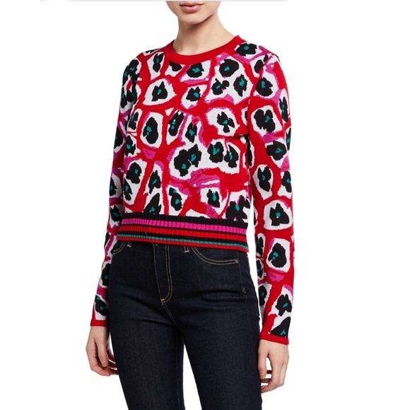 Diane von Furstenberg $398 Harrison Crewneck Pullover Sweater XS Red Wool Blend - Picture 5 of 16
